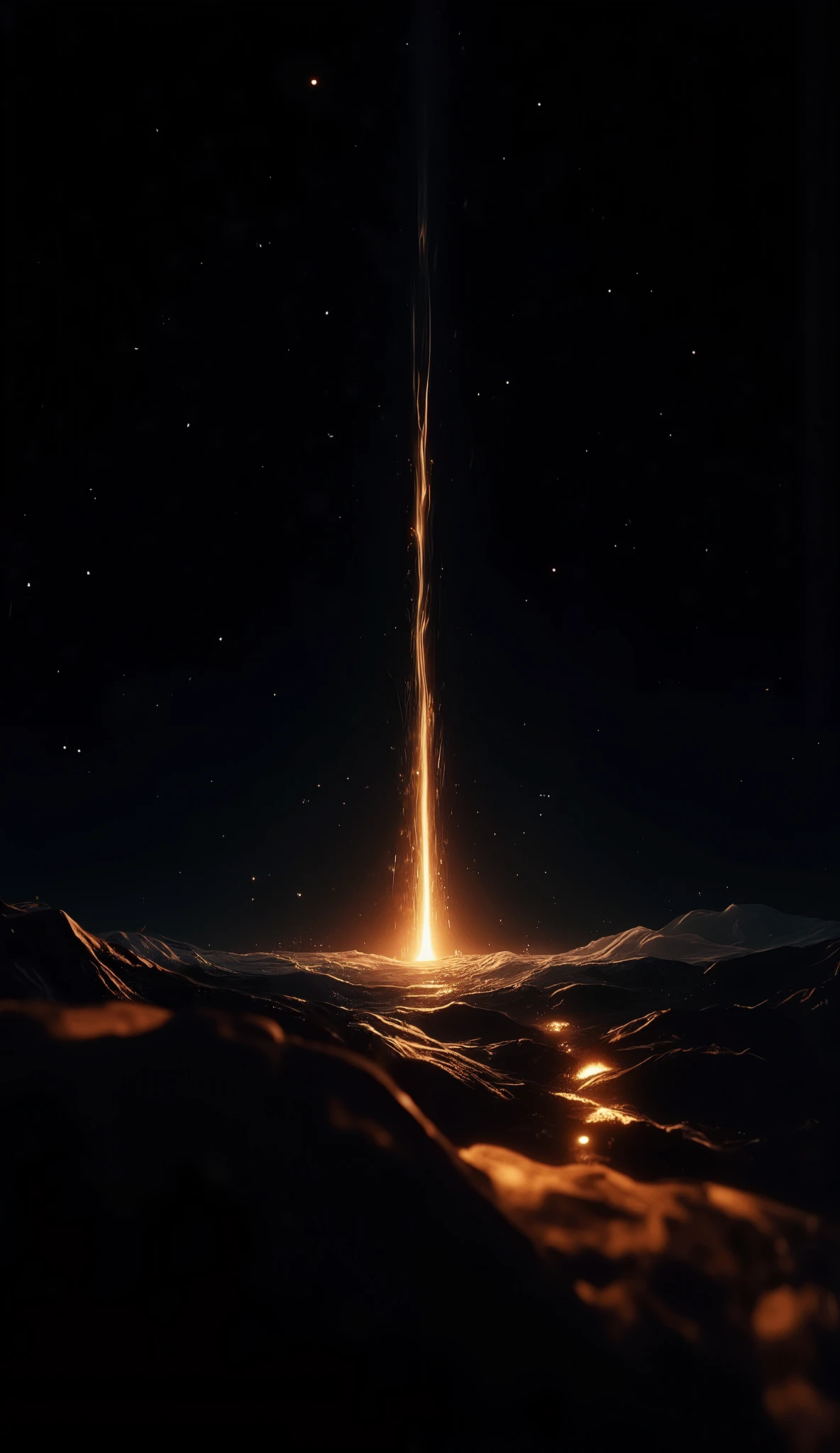 A single shooting star with a soft rose-gold glow streaking across a deep black sky. A faint, shimmering trail follows behind it, symbolizing a wish or fleeting romantic moment