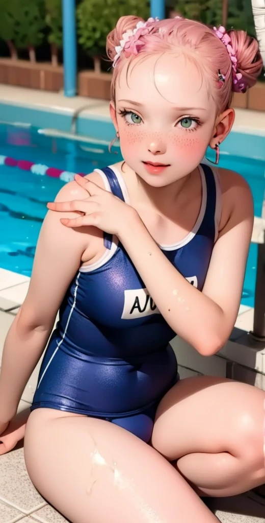 chubby girl,astrid hofferson,sexy black Swimwear,in the pool, close body,(masterpiece:1.2) (photorealistic:1.2) (bokeh) (best quality) (detailed skin:1.3) (intricate details) (8k) (HDR) (cinematic lighting) (sharp focus)