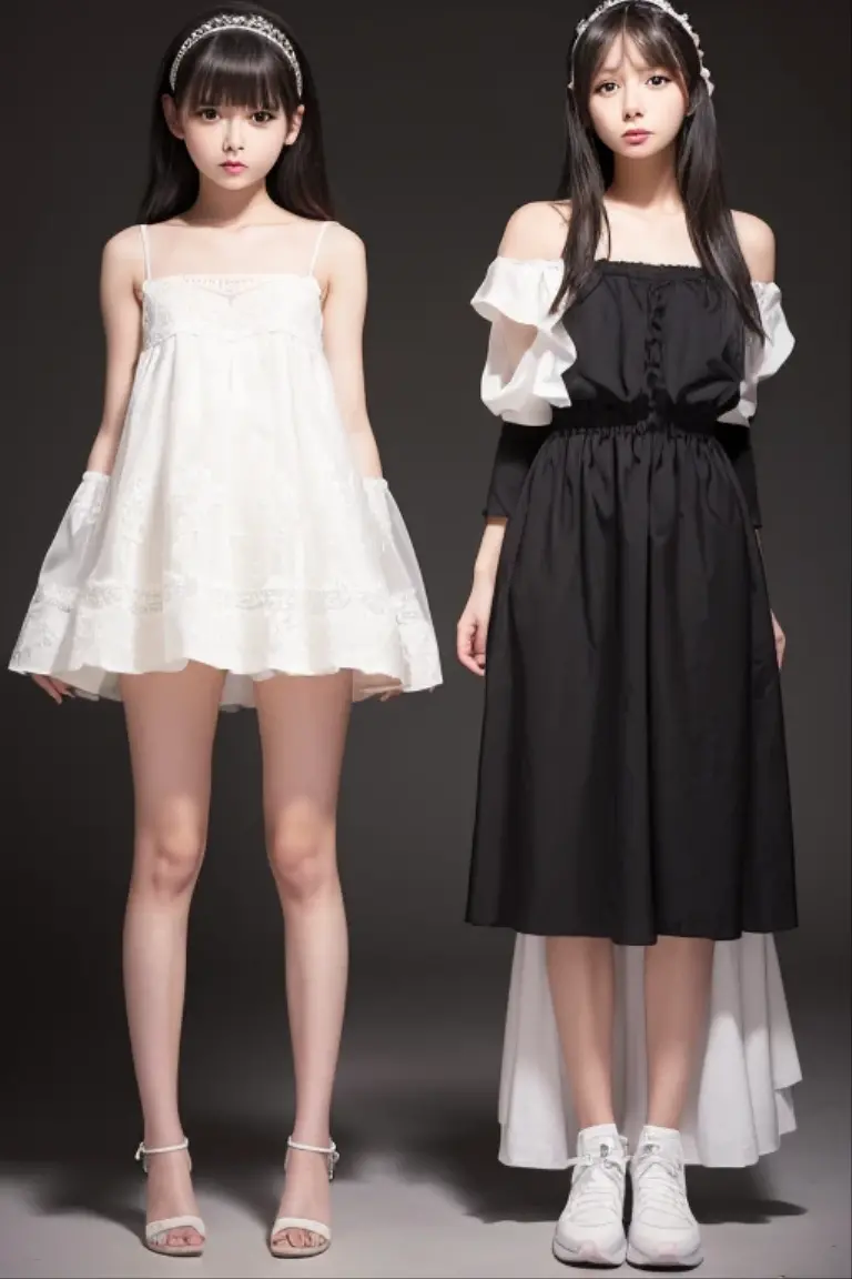 animel,Long legs,Short white dress,Teen girls --auto