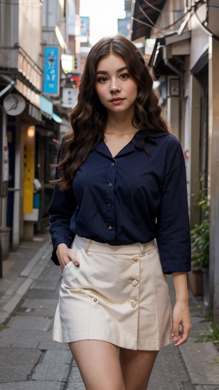 (8K, RAW photo, Best Quality, Masterpiece: 1.2), (Realistic, Photorealistic: 1.37), Ultra HD, 1 girl, Cute, Solo, Beautiful sky, Detailed cafe, Night, Sitting, date, (nose lip), (smile: 1.1), (closed), medium breasts, beautiful eyes, (collared shirt: 1.1), bow tie, pleated skirt, (short hair: 1.2), floating hair