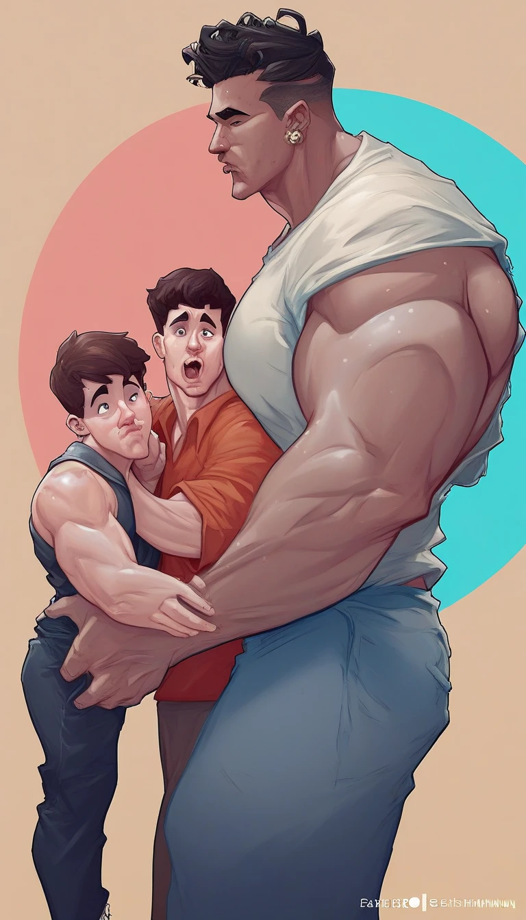 2 children,locker room,muscle size difference,stupid,soft shading, mbbbbb