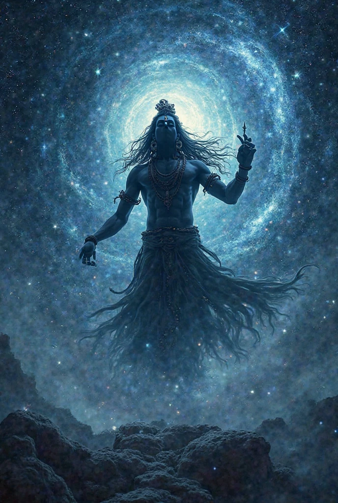 Lord Shiva silhouette images doing cosmic dance with pleasant background and soothing colours