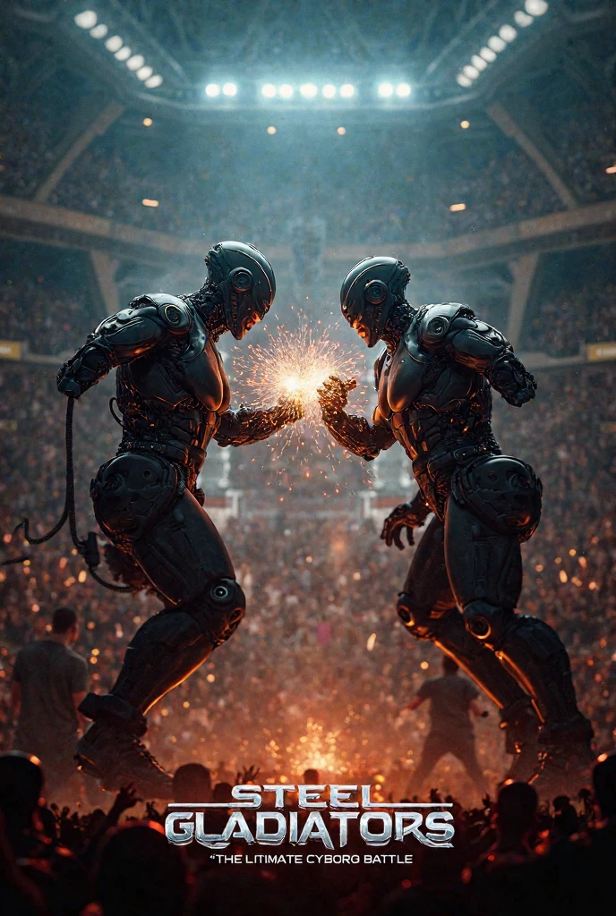Cree moi une image de boxe avec le film real steel
