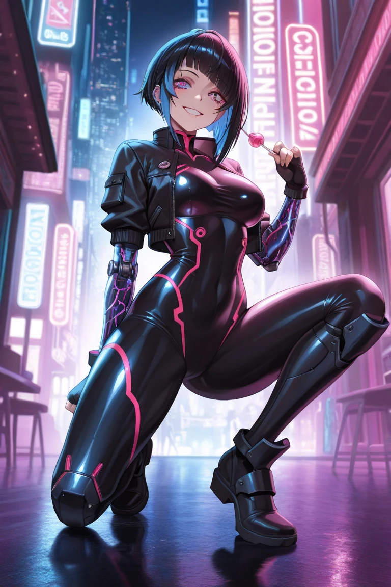 (8k),(masterpiece),(Japanese),(8-year-old girl),((innocent look)),((Childish)),From the front,smile,cute,Innocent,Kind eyes,Flat chest,Hairless vagina, Cameltoe, Catwoman Costume, Black Goggle, Black Helmet,Short,Hair Covered inside helmet,Black Hair,Strong wind,night,dark, Neon light cyberpunk city