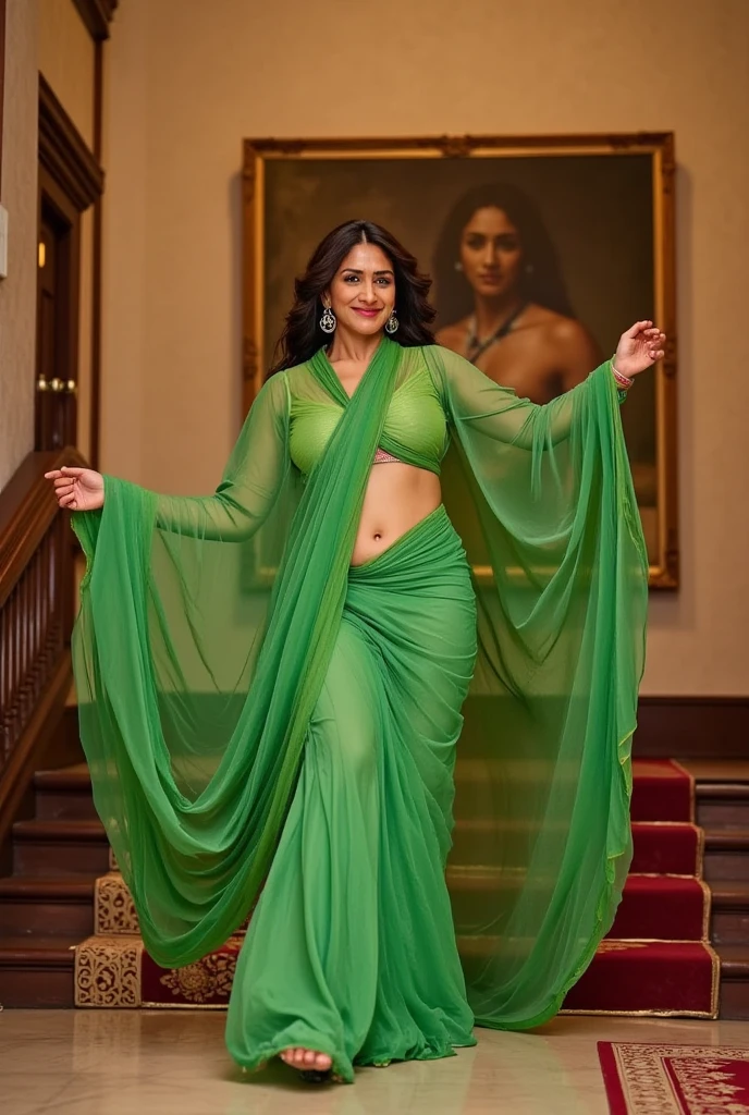 Araki python succubus standing next to a man in a green bikini and green jacket, she is dressed as a belly dancer, Capture the, Charming sexy look, Big chest,heavy makeups,He looked to the right with a seductive expression,Flirtatious,Having sex with a man and eating him,young arab monica bellucci, Sexy, Her navel was exposed, Salma Hayek as Witch, her hand is on her waist, Salma Hayek as Barbarian, Belly dancing