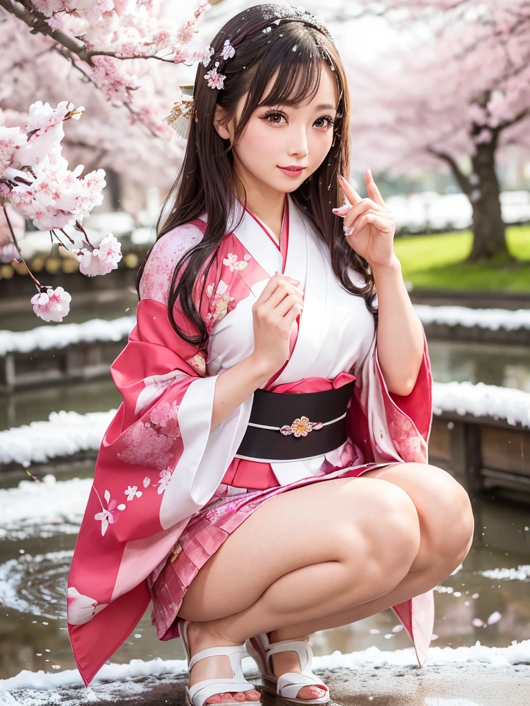 ((Mundo das Trevas)),profissional , obra prima、qualidade superior、fotos realistas , profundidade de campos 、(sexypose)、(Background of cherry blossoms in full bloom),(Beleza Suprema)、Um cabelo escuro、()、(Kimono with beautiful pattern)、(fundo noturno)、((Uma noite escura)),(Use um quimono bonito),(Wear a beautiful kimono with colorful floral patterns)、Joia Arma de Ouro、light particules),(It has a devil mask)、Lindas armas de ouro ,(( Lindo Dragon Sword)) , (Uma noite escura),,(Maikurobikini) 、((Cabelo preto menina bonita))、(fundo do castelo)、(demonic wings)、((Fundo da floresta de Gangle))、Beleza caucasiana bonita、1Uma pessoa、dynamic nail,(((Two devil's horns on the head)))、smaller head、Sorriso ocioso、Fine and beautiful feminine hands、mystical expression、efeitos de luz、Combates intensos、efeito vento、magical circles、With the legendary magic wand、dragon's tail、