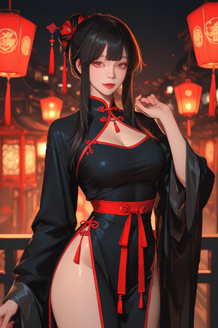 actual, 1 Chinese Fan Bingbing girl, black hair, big eyes, Smile,open mouth,glowing eyes, crop top, skirt, open lips, blush, night, flowers, sun, sunlight,