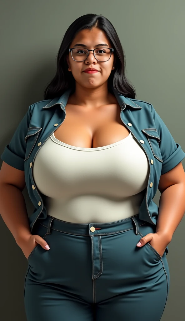 A bbw aunty very big breast bbw in white shirt work in Street