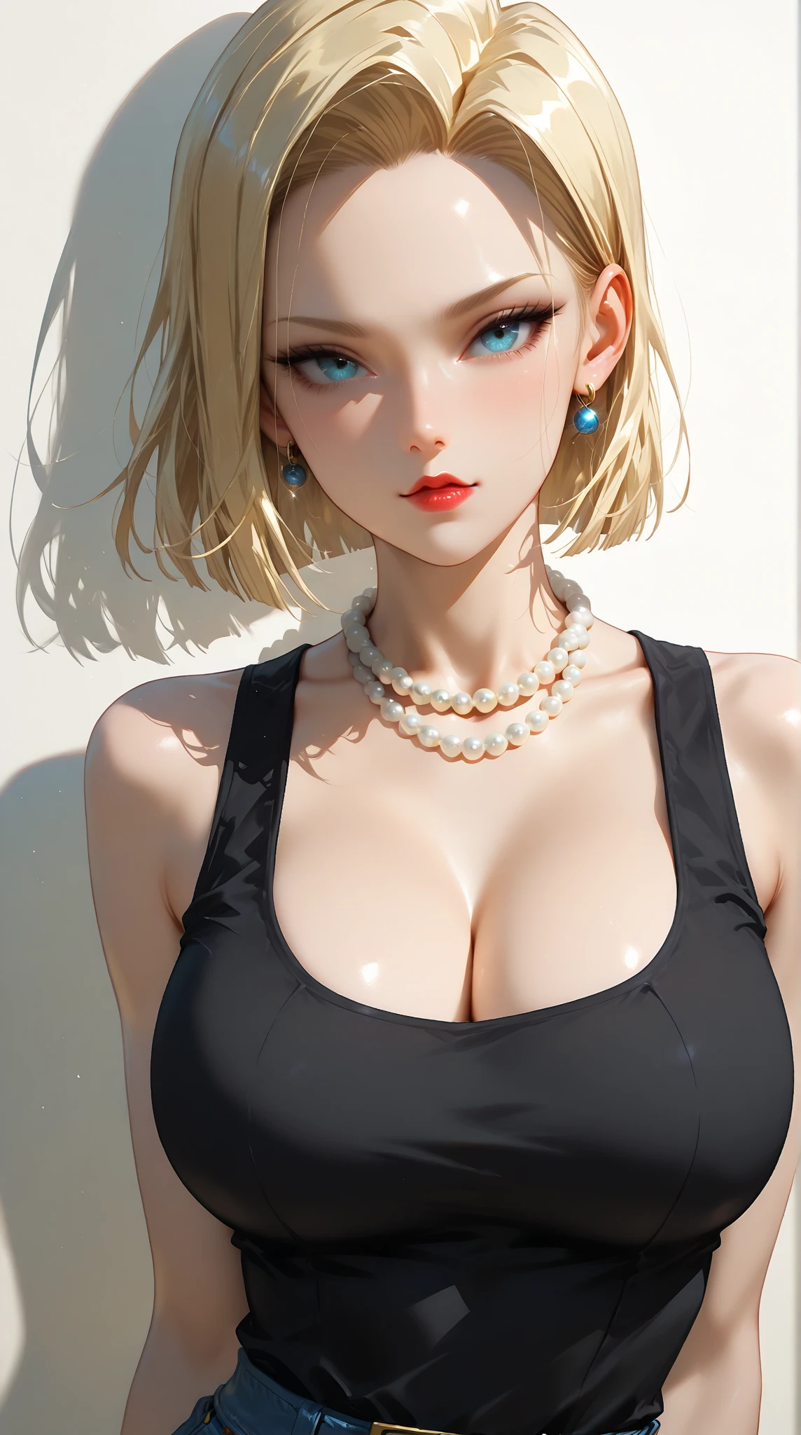((Realistic, photorealistic: 1.3), high-definition RAW color photos, professional close-up photos, (highest quality), (best lighting), (best poses), (stunning chest), ((platinum blonde)), ((seductive pose: 1.2, attractive: 1.2)), (full-body shot: 1.2), especially soft light, (bright smile:1.2), (shiny hair), (((blonde hair, long bob:1.2))), (voluptuous body), ulzzang-6500-v1.1:0.2, confident, (photo studio backdrop:1.2),