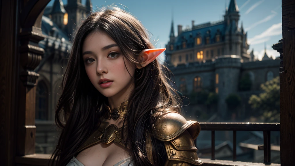 Super detailed complex 3D rendering of face, (Colossal breasts: 8.8), (masterpiece, top quality, octane rendering, 8K), glamour shot full body image, very beautiful young elf, cleavage, (very detailed skin: 1.2), (exposure: 1.1), beautiful Caucasian woman with white hair, full soft breasts and white skin with big buttocks, one, light blue micro bikini, long braided hair, big breasts, Dynamic angle, mystical expression, ultra-realistic photo, wearing intricate super armor of gold and silver, (portrait))), wearing an intricate yellow cape, bare feet, futuristic city background, facial muscles, detailed and beautiful queen's crown, beautiful weapons, in the style of Marvel Comics, ArtStation trends, clear focus, studio photography, intricate details, Very detailed, detailed red eyes, very detailed, sharp focus, digital rendering, professional-abs