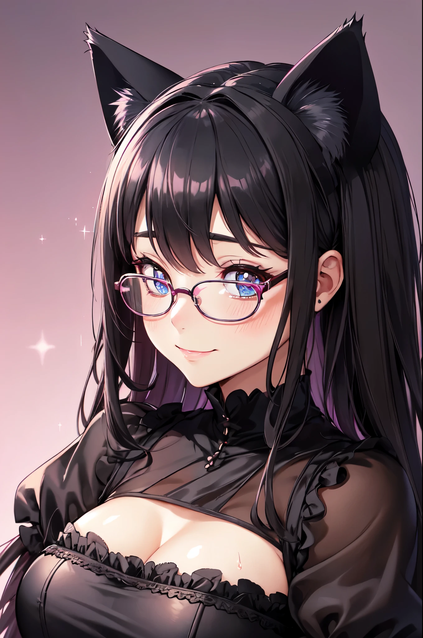 (masterpiece, best quality), 1girl, messy hair, choker, black silk pajamas, see-through, glasses, <lora:add_detail:1>
