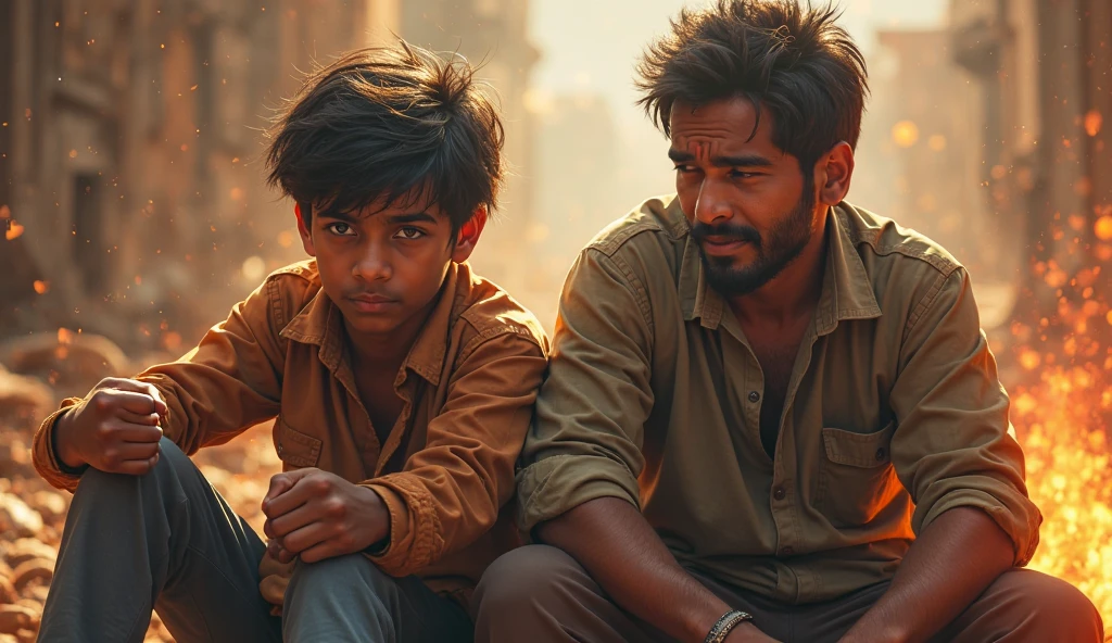 A heart break boy is sitting alone with name (chandan)and a dog is near by him