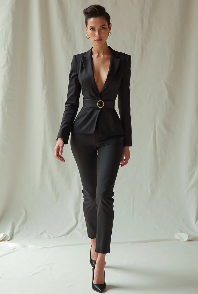 Highest quality, masterpiece, High resolution, alone,Completely naked ,B cup,Black boots,{Black business suit:1.40}, {Kirisame_Marisa_East:1.15},whole body,