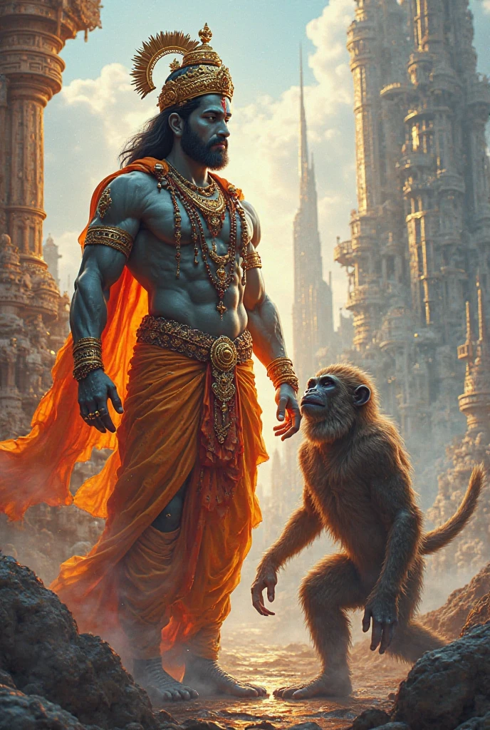 Make Hindu god shree ram with hanuman like human 