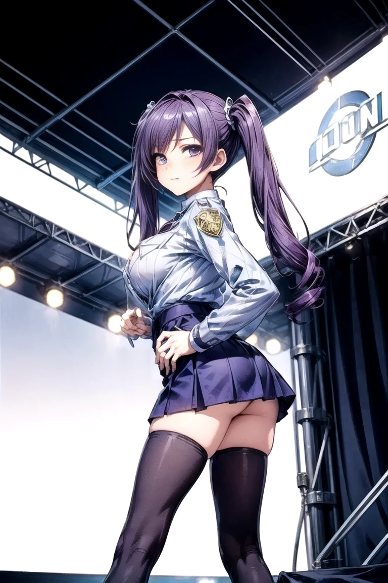 female professional wrestler、twin tails、smile、(((huge boobs))),(((big breasts))),perfect human structure、full color