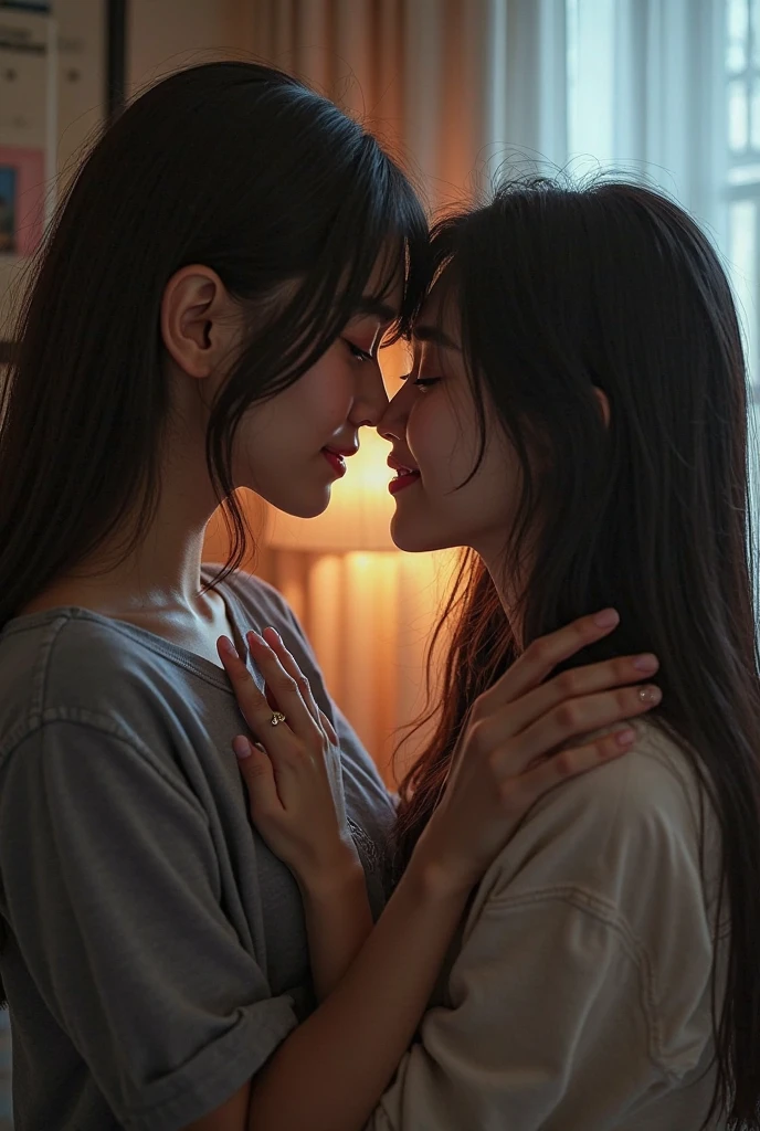 Jesus kissing a Japanese girl
