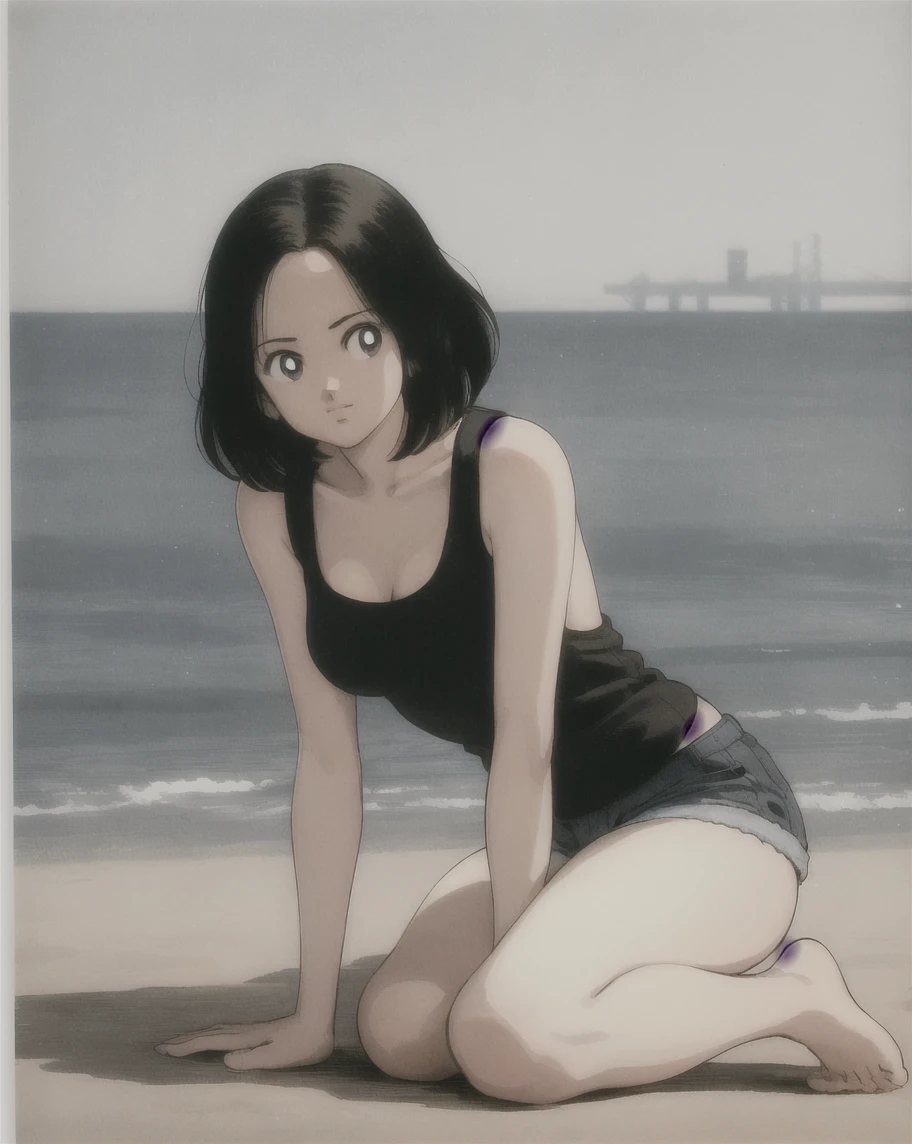 a woman in bikini standing on a beach<lora:Zoo_BD_v1:1> zz0o0stl