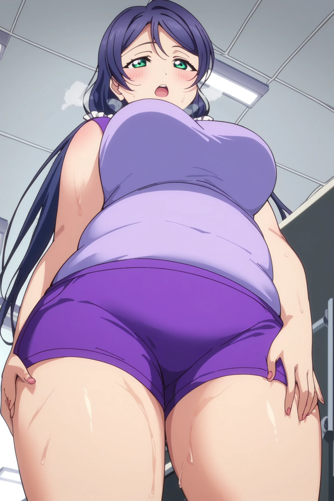 Hair Bow, black hair,Big  Bump pregnant, Purple school uniform, Big boobs, nipple, cum, Big Black Balloons,16 yl, Big pregnant Belly, Big Pregnant girl, Largest Belly of Pregnant, Huge Pregnancy, background hotel room,Huge 9 months Pregnancy Belly, purple eyes