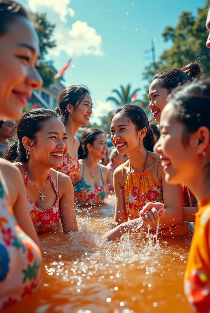 Very detailed (12 girls crowded together:1.37), Many girls in the background, smile, (white(skinny(School Swimsuit:1.28))), School swimming pool, whole body、(32K highest quality masterpiece:1.25) ((Photorealistic:1.37)) Baby Face, Everything got wet