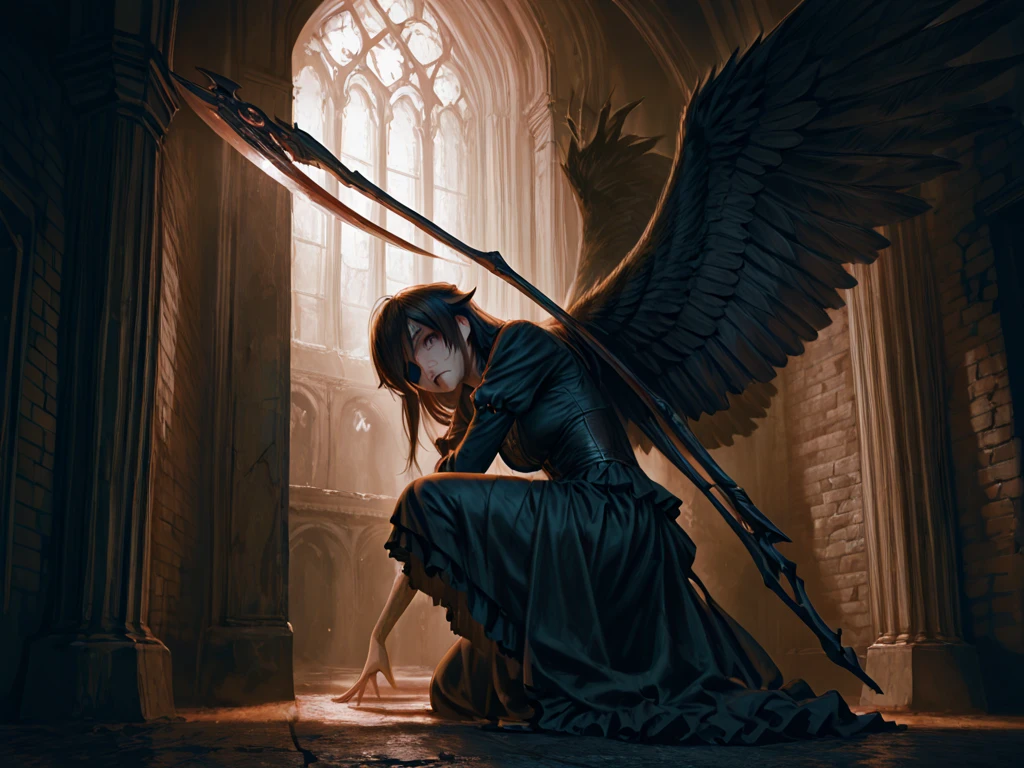 Anjo de cabelo preto