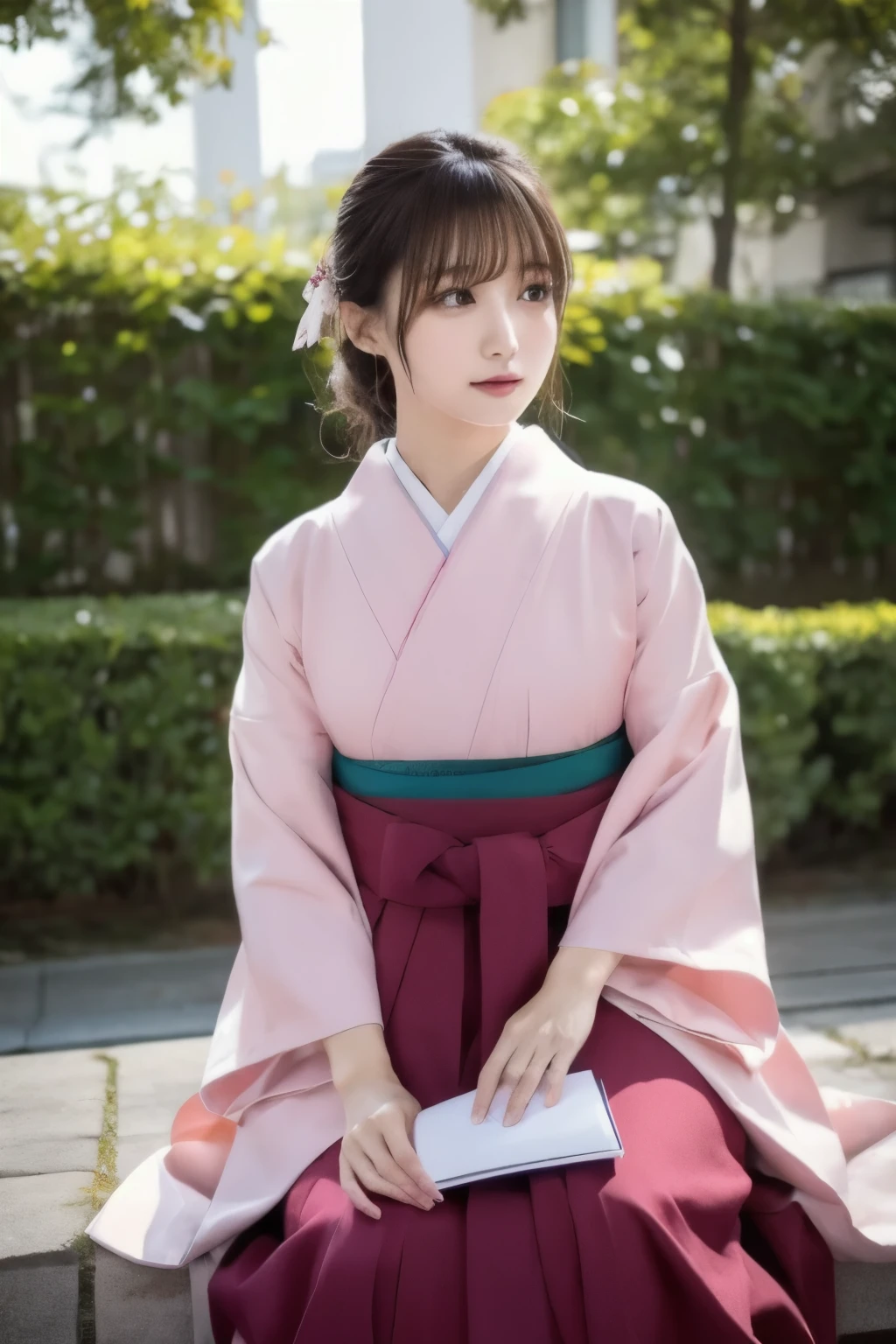 masterpiece,best quality, ultra highres,8k,16k,delicate photography, sharp line, sharp focus, (perfect anatomy:1.5), RAW photo, resolution,realistic,ultra detailed,sharp focus,RAW photo,白,蒼,黒,UHD,
BREAK,
beautiful Japanese girl,large breasts,Long eyelashes,
hakama girl,college ground,
BREAK,
1girl,MarinGyaru,KAREN,hakama skirt