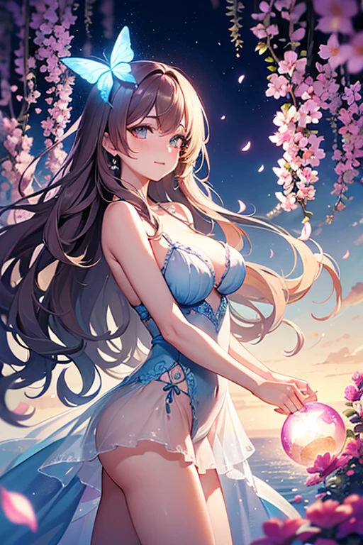 ((最high quality、8k、masterpiece:1.3)),high resolution、最high resolution、最high quality、high quality、Slender、Beautiful poopボディーライン、Beautiful poop女性、huge 、Sexy Style、Show off your cleavage、Emphasize the chest、(One Girl:1.4)、超detailedな、beautifully、aesthetic、Beautiful poop、masterpiece、Showing cleavage、underwear、hugeな胸の胸)、sexy underwear、garter belt、sheer bondage costume、(Whole body 1:4）、Beautiful poop女性は, (Medium length hair), detailed huge breasts, Cute smile, (Warm colors), Moist, Moist, Reflective plate, (Tabletop) 、(最high quality) (detailed) , (8k) (Studio Lighting) (Complex) , ((The flower arch is so fantastical and dreamy.)), Gorgeous, Fantastic fairy tale, A rich pastel color palette, Fantastic and dreamy theme, 夢のようなdetailed, Fairy tale setting:, (((A building with lots of flowers)))、Anime fantasy artwork, Anime fantasy illustration, Beautiful poopアートワークのイラスト, Beautiful poopアニメアートwork, Exquisite digital art, Complexな華やかなアニメCGIスタイル, Anime Art Nouveau Space Display, Beautiful poopアニメアート, Beautiful poopデジタル芸術作品, Beautiful poopファンタジーアニメ, detailed anime artwork, detailed Digital Anime Art, Dreamy psychedelic anime、See-through sexy lingerie、Sheer Lingerie、Beautiful poop表現、Beautiful poop乳房、detailedな目、Clearly eye-catching, beautifullyて魅力的、Beautiful poop目、Tight waist、Beautiful poop白い肌、Red Crack、((Long hair with lots of flowers、Lots of floral ornaments))