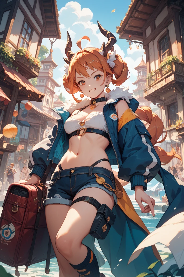 uma nami sozinha, a sitting piece , vista de traz , cabelo laranja, Lindos olhos castanhos, ((vestindo top e minisaia sensual))usando botas laranjas, espada em um ele, peitos sexy, poses lascivas ,corpo todo, arms behind the back, (fundo do navio pirata) (melhor qualidade, 4K, 8k, high resolution, obra de arte:1.2), ultra-detalhado, e (realista, de fotorreal, HDR, Ultra HD, studio lighting, pintura ultrafina, sharp focus,Nami Rosto, olho nami