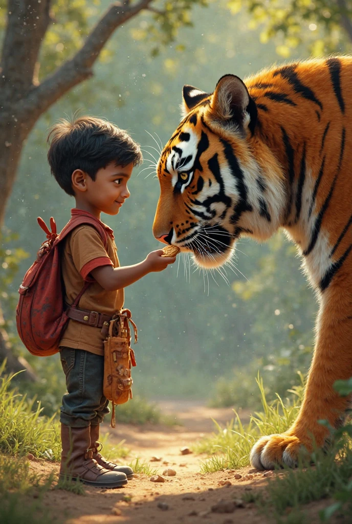 Indian boy with tiger