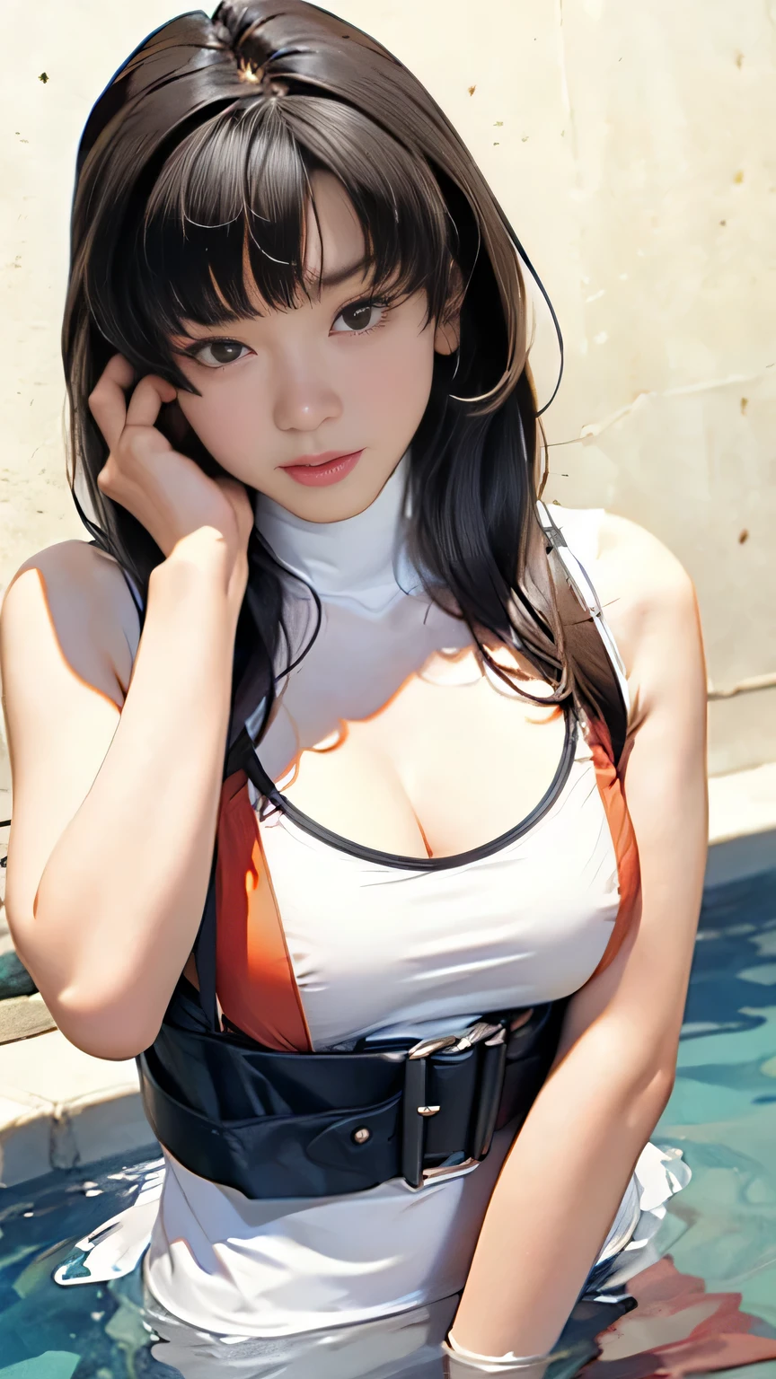 ((Big breasts, 18 year old girl, small head)), ((()) Sunlight, Sea, (Perfect Body: 1.1), (Young), (Short Wavy Hair: 1.2), Full Body Shot, (Extremely Small Swimsuit), (Micro Bikini), (Highly Detailed CG8k Wallpaper), (Very Delicate and Beautiful), (Masterpiece), (Best Quality: 1.0), (Ultra High Definition: 1.0), Ruins, Beautiful Lighting, Perfect Lightning, Realistic shadows, [High Resolution], Detailed Skin, Ultra Detailed, (Legs Up), Slouched (Legs Up), Slim Body), Thighs, (Beautiful Long Hair), , Thin Clavicle, Soft Navel, Soft Midriff, Soft Back, Angle from Top, Sweaty, Beautiful Breasts, Blush, Photorealistic, Realistic Face, Realistic Eyes, Small Eyes, Grinning (Colorful))) (Cleavage))), ( eyeliner), (mascara), ((very sweaty)) ((body dripping wet)) ((wet thighs)), ((spread thighs)),