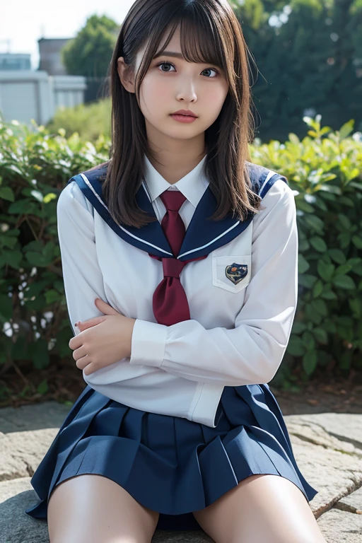 8K、cute、Adult Girls、uniform、Very angry、rage、Glare、Cross your arms