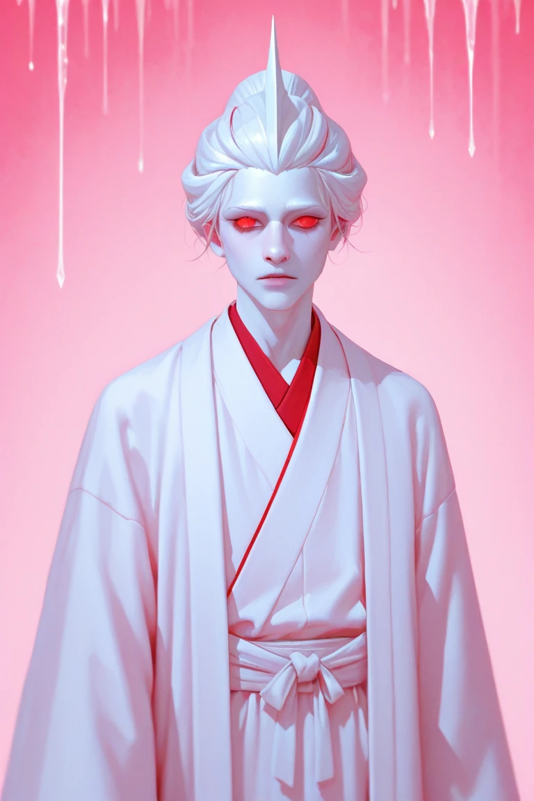 (((Boys short hair，独奏，third eye on the forehead，Elf ears))),(((robe：1.6，Eye Diagram，Dark Pattern))).(((Nurse hat，Carrying a string of eyeballs)))，whole body，Death Stare Background。body movements