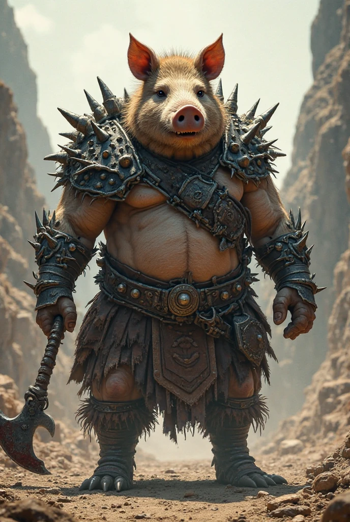Solo focis, 8k, ha photo of a chubby humanoid male boar, hunter dress, roar, sunglasses, fangs, piggy nose, detailed mouth, very hairy body