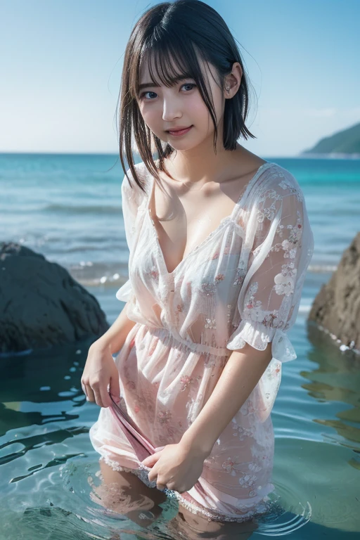 Realistic,fine quality detailed picture,Best quality,high-resolution,1 beautiful girl,feminine,beach