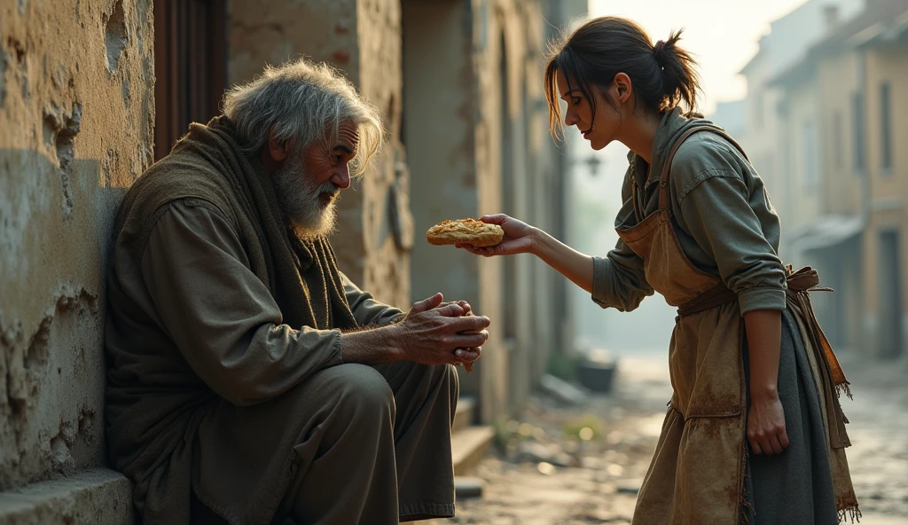 A 12-year-old girl with long hair stealing bread from a store and being beaten by the owner who beat her
