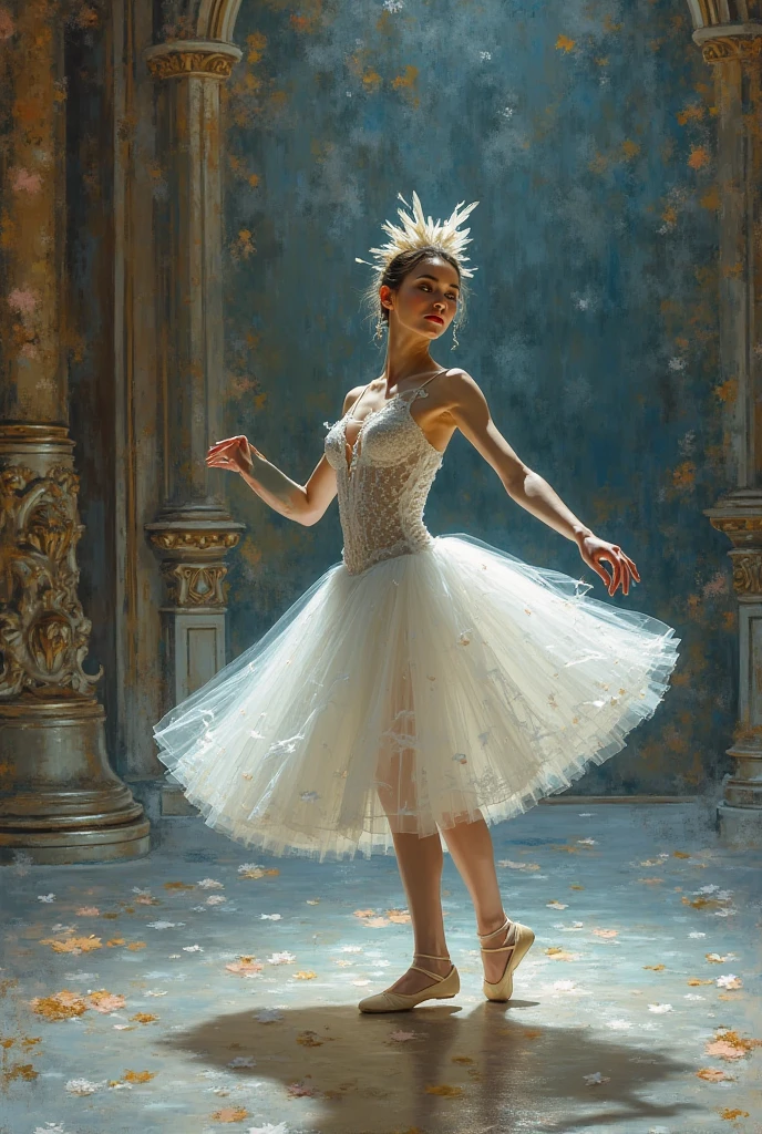 an oil painting,professional ballet dancer,Professional body movements,optic