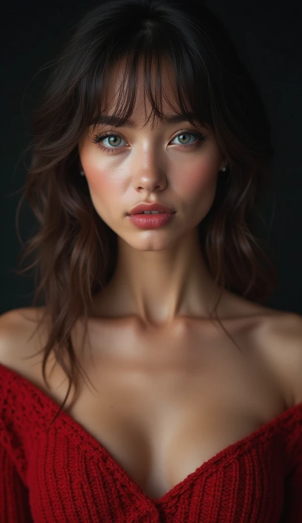 Woman with red bra