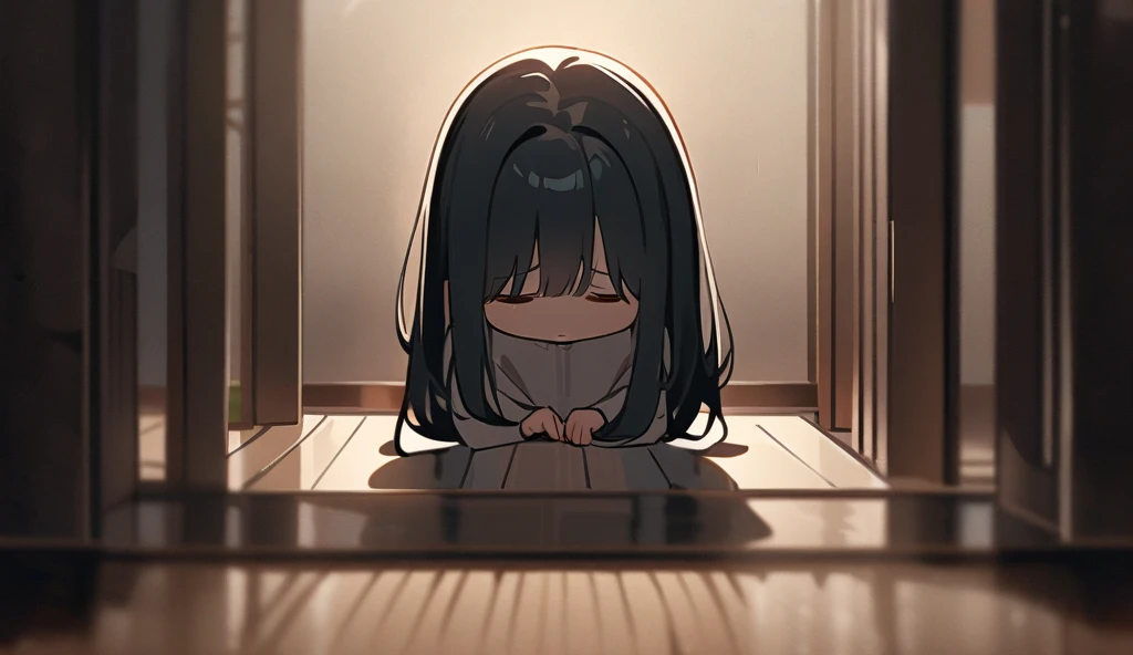 The girl hid in a corner