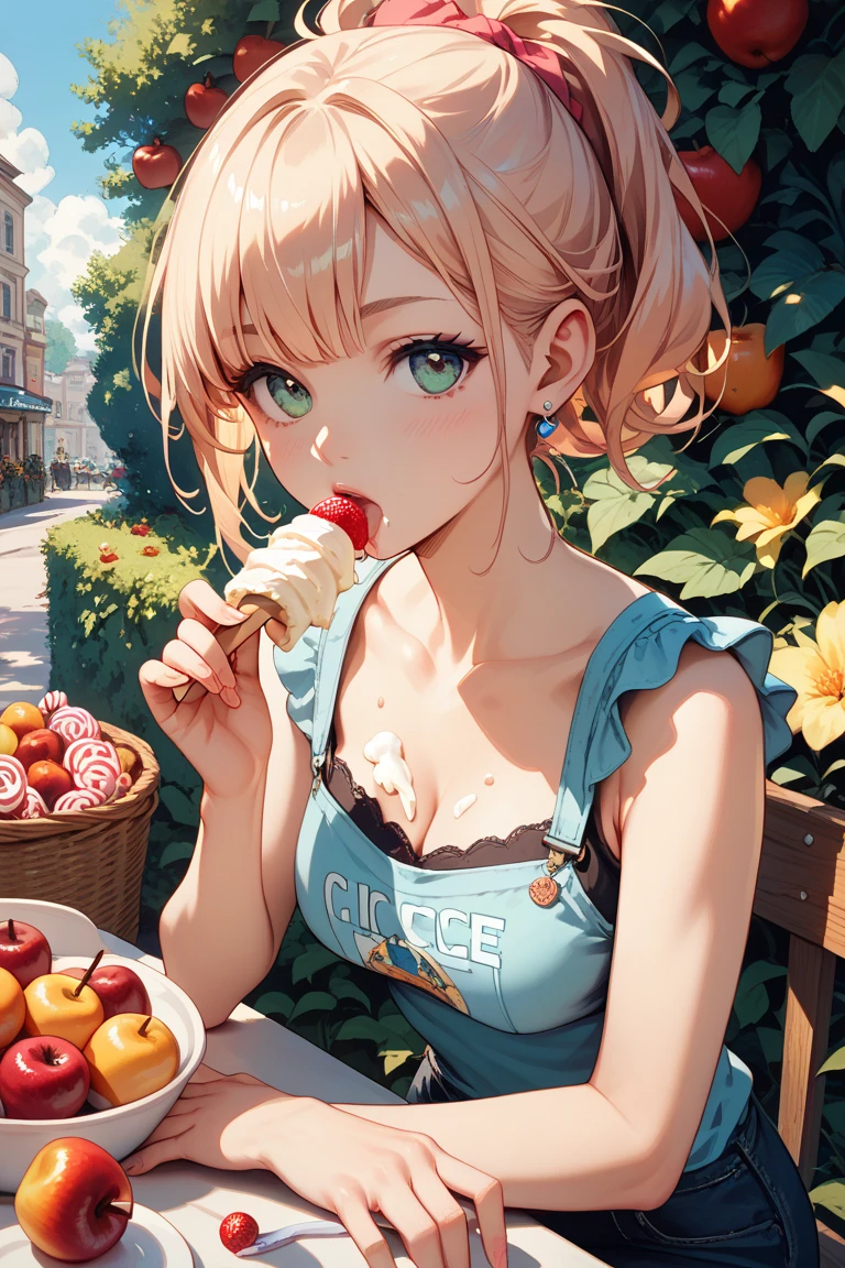 The girl eats