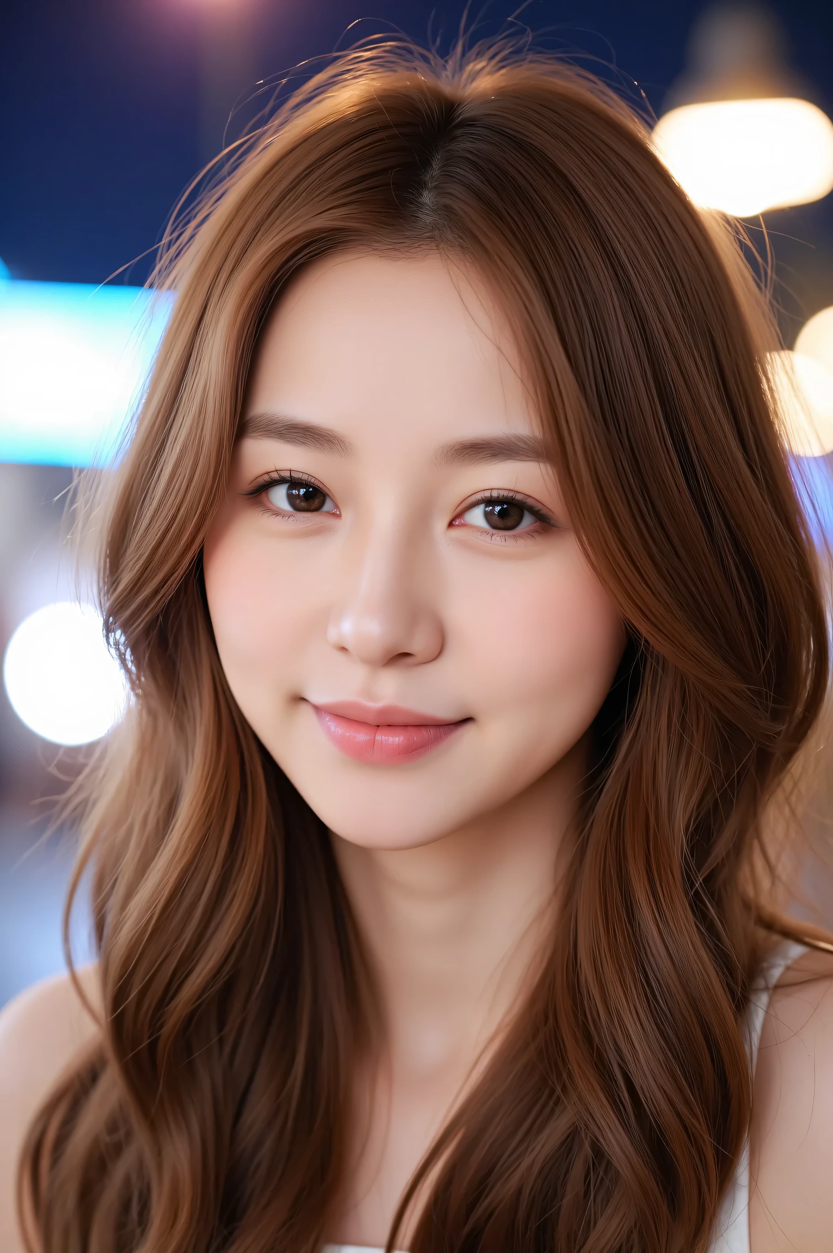 professional lighting,(photorealistic:1.4), (Top image quality:1.0), (超Ahigh resolution:1.0), 8k, Raw picturesy, (masterpiece:0.2),( highest quality Detail:1.2)、realistic、 8K Ultra HD、high resolution、(1 girl:1.2)、Super details、 High Quality Textures 、Intricate Details、 details、Very details CG、 High quality shadows 、 details Beautiful and delicate face、 beautiful details and delicate eyes 、(symmetrical eyes:1.2), marked on the boundary of the abyss、ray tracing, Japanese girl,cute, Portraits of Japanese Women , smile. (Neon city background:1.4)、adds serenity to the scene、Rendered in a realistic style with great attention to detail, high resolution images.Sky Porn, Magic Hour, (realistic:1.3), finely, (realistic:1.2), ( highest quality ), (Complex details), dramatic, ray tracing, pictures, +roller、((She has black glasses ))、、((gentle smile))、smile、shows his teeth and laughs、 Gold, , highlight color hairstyle, long hair, wave hair、random pose、dynamic poses、((Whole body visible 1.38)),cowboy shot