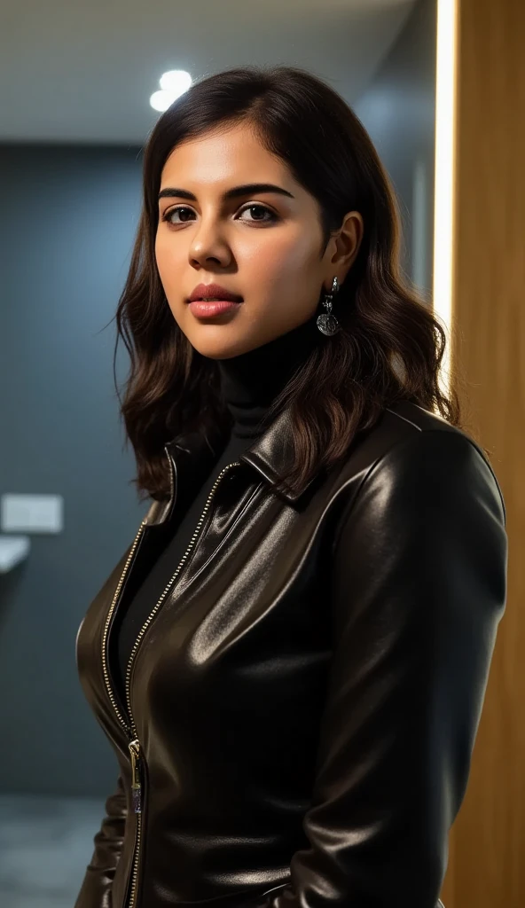ultra realistic, detailed, night time, safe for work solo photo of a viba woman wearing Green sleeveless turtleneck Pants_kurta, dynamic pose, looking at camera, laughing, background of high end restaurant with city lights in bokeh <lora:viba_Vidya_Balan_SD15_LoRA_prodigy_local_regs:1>