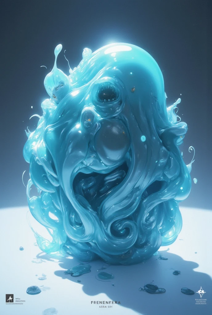 Topless, (slime girl: 1.3), blue transparent slime, masterpiece, ((clear slime)), water slime