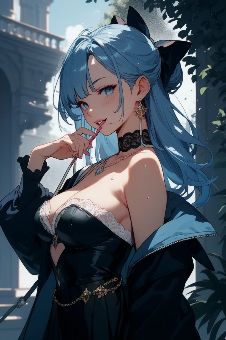 ((masterpiece, best quality)),
st. louis \(luxurious wheels\) \(azur lane\), highres, highest quallity, illustration, cinematic light, ultra detailed, detailed face, (detailed eyes), best quality, hyper detailed, masterpiece, (detailed face), large breasts, hair ornament, earrings, necklace, portrait, silver dress, revealing clothes,highest details, luminous eyes, (hotel:1.2), sitting in bed, sitting, bed, window, night sky, backlighting, light rays, (high contrast), (colorful),