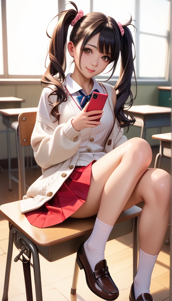 there is a woman sitting on a desk in a school uniform, cgsociety - w 1 0 2 4 - n 8 - i, high definition cgsociety, trending on cgstation, a hyperrealistic schoolgirl, reluvy5213, sakimichan hdri, hyperrealistic schoolgirl, [ trending on cgsociety ]!!, trending at cgstation