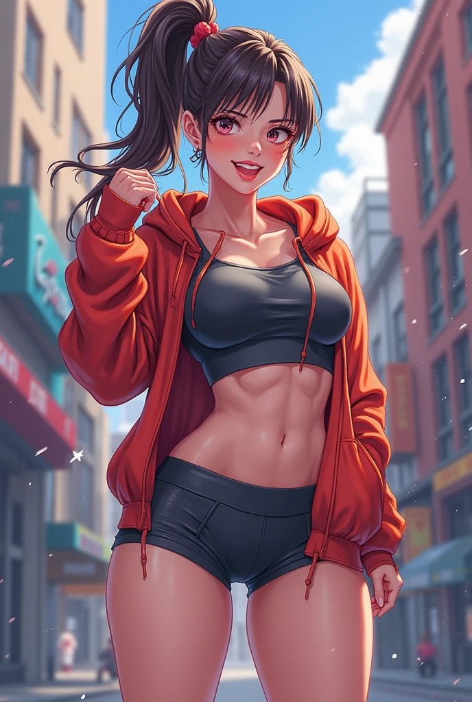 Aerobics Style of the 2000s、sneakers、Detailed picture、girl、25-year-old woman、Dynamic and lively pose、Crotch line、Erect nipples、(Tortoiseshell binding)