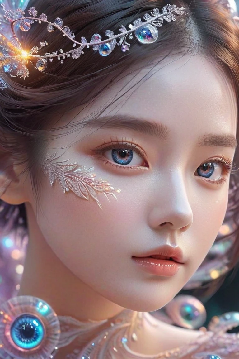 masterpiece, extremely best quality, official art, cg 8k wallpaper, (Fantasy Style:1.1), (half body focus, cute, masterpiece, best quality, 1girl, black background, solo, standing, pixiv:1), 3d, looking up, light particle, highly detailed, best lighting, pixiv, depth of field, (beautiful face), incredibly detailed, (an extremely beautiful), (best quality),diamonds,crystal,