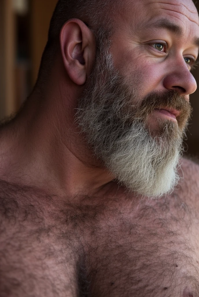 Completely nakedの高齢な男性ボディビルダー。Big muscles。Big Belly。thick limbs。
A man sits on a wooden bench in a wooden sauna room。
The man's whole body is wet with sweat。body weight150㎏。
極端に短いGray-hairedの顎髭。極端に短いGray-hairedの髪。
Anatomically accurate, enormous penis。
Anatomically accurate, enormous testicles。
The man's huge penis is erected upwards。
The huge glans is exposed。
Super huge testicles hanging down。
Sunburned skin。Hairy skin。
Men are hairy all over。Full body covered in hair。Gray-hairedの胸毛。Gray-hairedの腹毛。Gray-hairedの下腹部の毛。Gray-hairedの陰毛。testicle hair。Arm hair。Leg hair。Thigh hair。shin hair。
Symmetrical and well-formed face。round face。A gentle face。Kind Face。Calm expression。single eyelid。Kind eyes。Small eyes。Round Nose。Big Nose。Small Mouth。Small lips。
Seat image。Low - Angle。Full body portrait。Completely naked。Gray-haired。A man with a full body of hair。looking at the camera。
Maximum number of pixels。Highest quality。ピントがきちんと合ったHighest qualityの写真画質。
