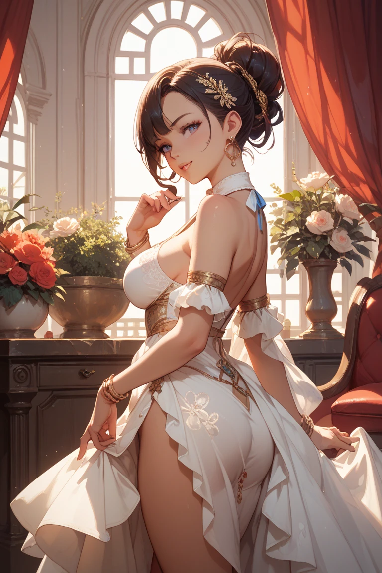 Fille manga, sexy clothes,amie, 1 fille , beau, personnage, femme, femelle, gros seins (centerpiece:1.2), (best quality:1.2), (seul:1.2), , ((jardin)), cinematic, yeux parfaits, peau parfaite, Perfect lighting, sourir, light, corps parfait , textured skin, detail, Beauty, merveille, ultra-detaillé, Visage parfait
