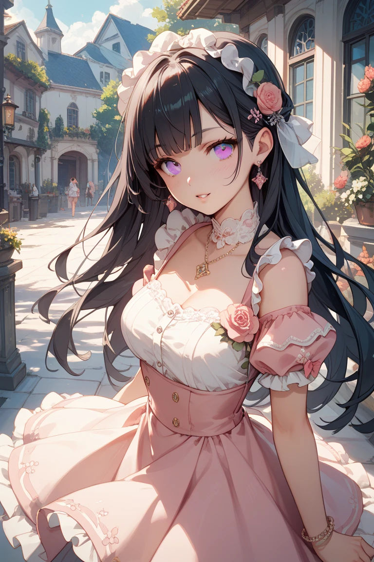 (best quality,4k,8k,highres,masterpiece:1.2),ultra-detailed,(realistic,photorealistic,photo-realistic:1.37), HDR, UHD, studio lighting, ultra-fine painting, sharp focus, physically-based rendering, extreme detail description, professional, vivid colors, bokeh, portraits, anime

A teenage boy stands in the center of a mystical garden, his body undergoing a magical transformation. He is being turned into a cute girl by a powerful witch. It is a gender bending ritual that brings about a fascinating change. The boy's facial features start to change slowly, but noticeably. His strong jawline softens, adorned with delicate, feminine features. The most captivating detail are the beautiful detailed eyes that shimmer with a mesmerizing shade of pink, sparkling with a hint of magic. The girl's long, black hair cascades down her shoulders, dyed with a subtle touch of pink, enhancing her enchanting appearance.

As the transformation continues, the girl is now fully transformed, radiating her newfound femininity. Her attire is an extraordinary black Victorian dress with intricate lace details, fit for a princess of the arcane. The dress flows elegantly around her, enhancing her delicate and graceful movements. Completing her mystical look, she wears a pointy hat, adding an air of mysteriousness to her enchanting persona.

The garden is filled with vibrant colors, with flowers of various hues surrounding the girl, creating a whimsical and ethereal atmosphere. The portraitsque setting invokes a sense of fantasy and magic, capturing the girl's mesmerizing transformation.

The artwork aims to achieve a photorealistic style, blending the essence of anime with the charm of highly detailed portraits. Detail is paramount, ensuring that each brushstroke and line come together seamlessly to bring the girl's transformation to life. The image showcases the mastery of a professional artist, demonstrating their skill in capturing vivid colors, sharp focus, and exquisite bokeh.