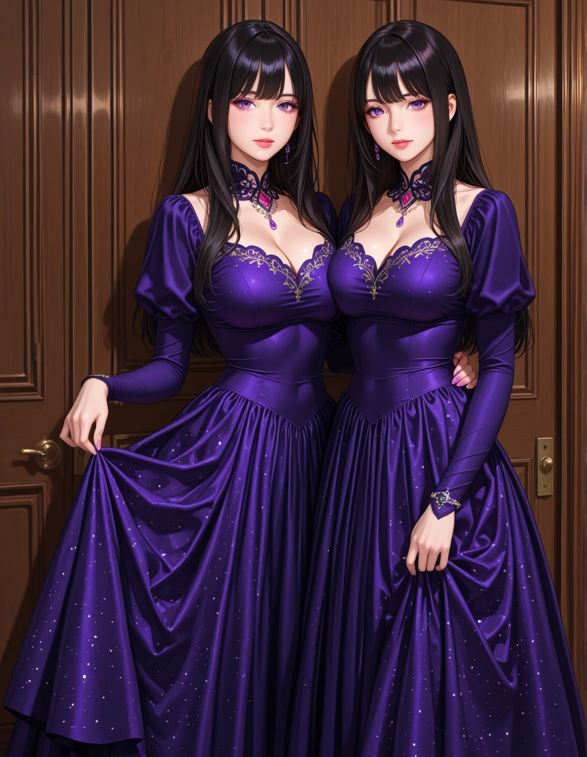 femele,Black and purple robe,European,Realistis,Fine,high end