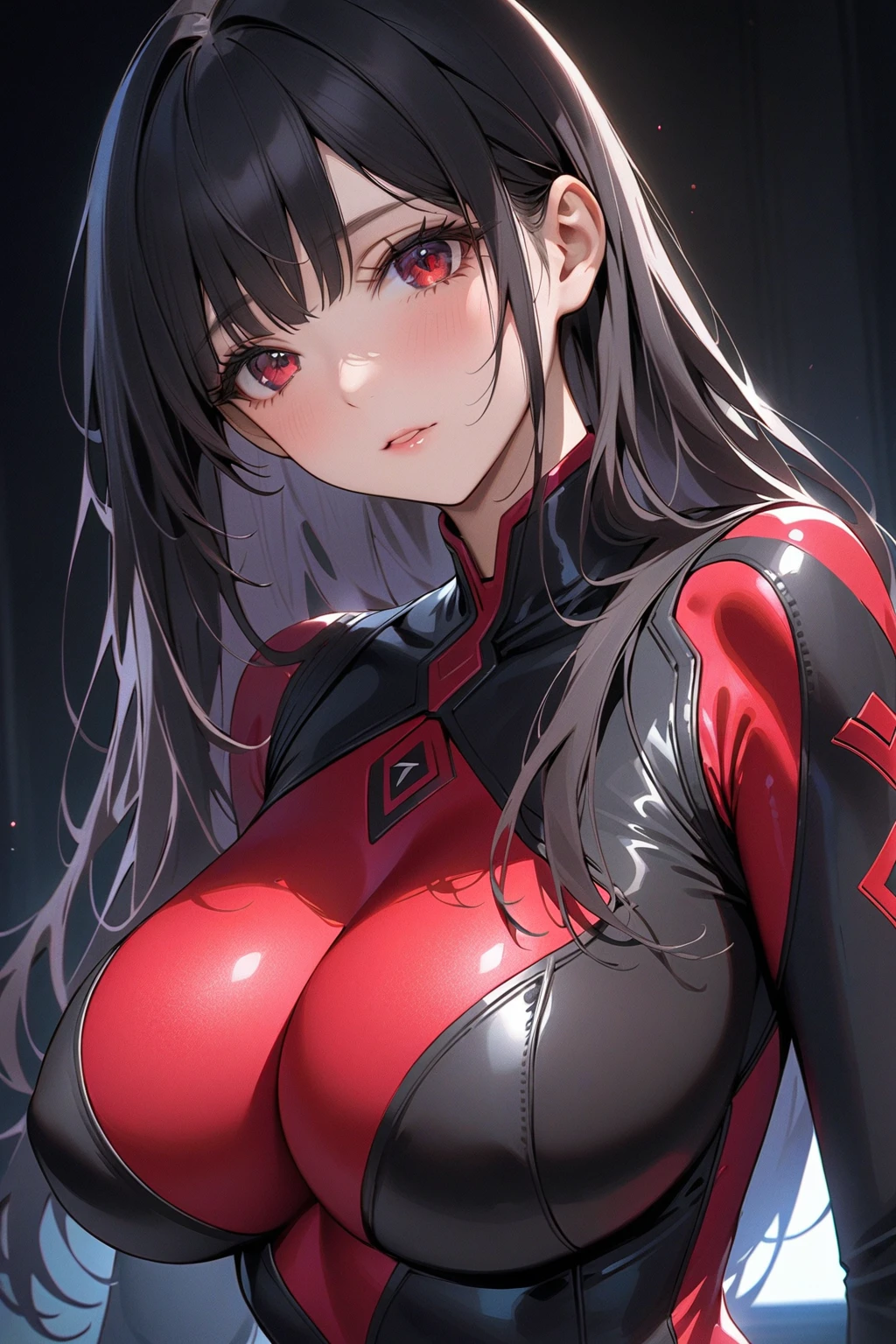 Joven, 34-year-old woman, moderate length brown hair with long messy bangs, ojos rojos y un busto gigantesco, long bunny-themed ribbon in hair anime girl in wetsuit with a sword and a sword, chica anime seductora, anime rudo 8k, oppai ciberpunk, mejor fondo de pantalla de anime 4k konachan, grueso, oppai, [ 4k digital art ]!!, pechos cubiertos y sfw, hermosa y seductora mujer anime, Iliá Kuvshinov. 4k, 4k manga wallpaper, desnuda